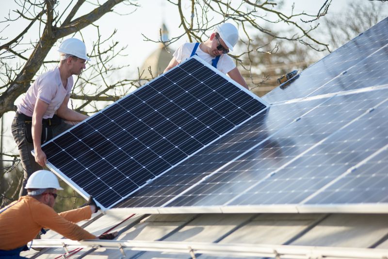 Technician Cleaning Solar Panels